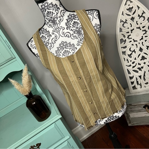DREW Tops - DREW x Anthropologie Striped Button Tank 100% Cotton Size Small NWT